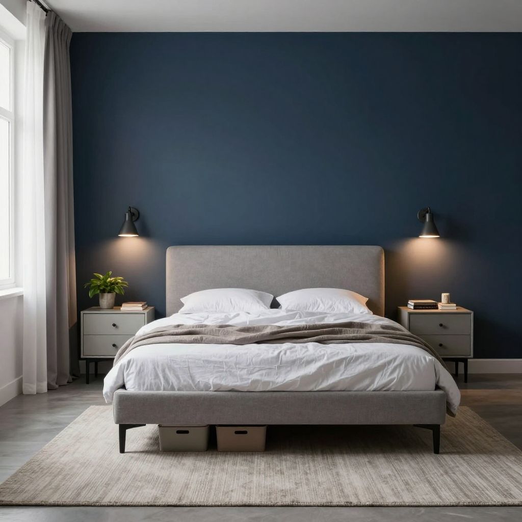Painted Moody Wall Behind the Bed