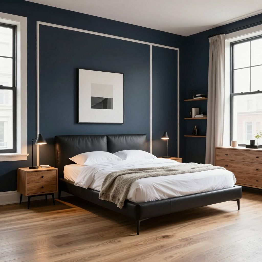 Dark Painted Wall with Light Trim