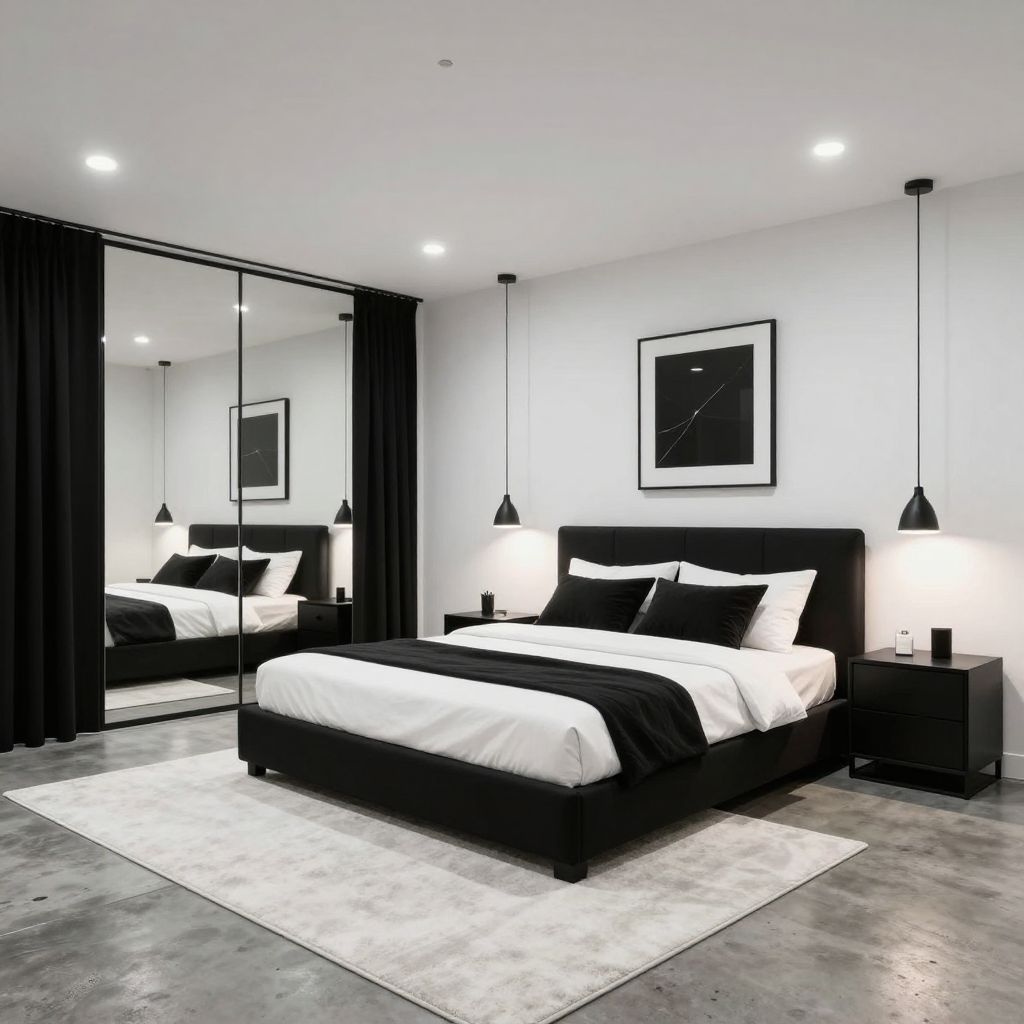Modern Black and White Look basement bedroom ideas
