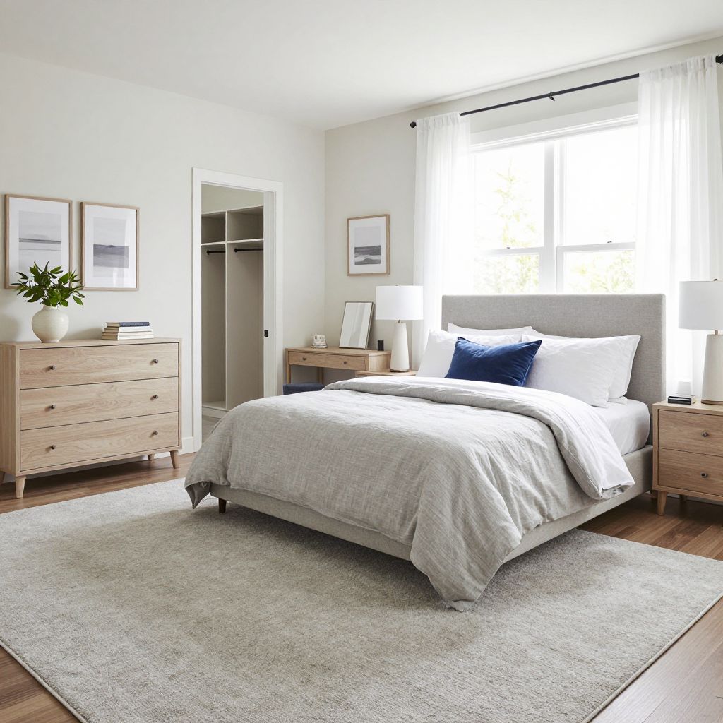 Light gray carpet for a fresh guest room