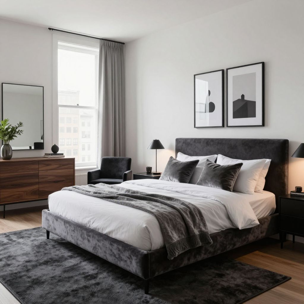 Charcoal carpet for a moody contemporary space