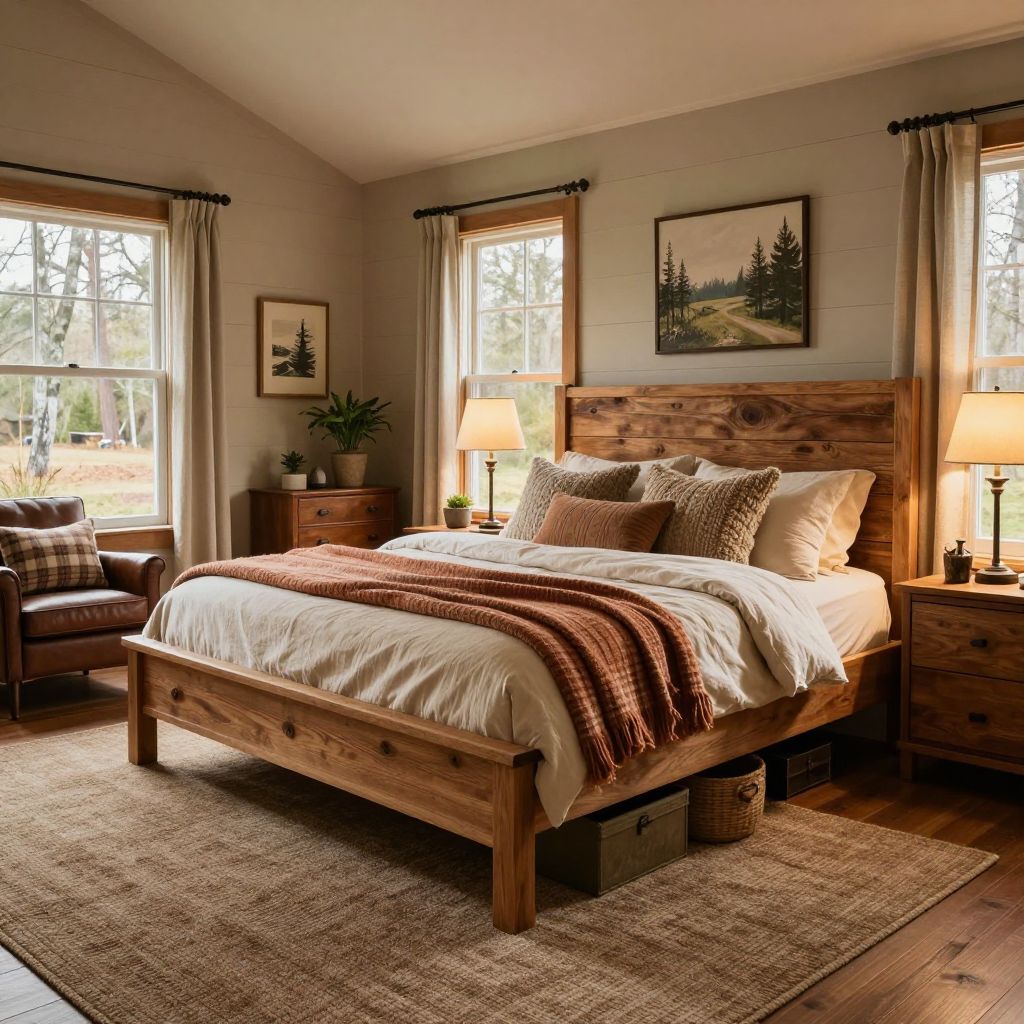 Soft brown carpet for a rustic bedroom