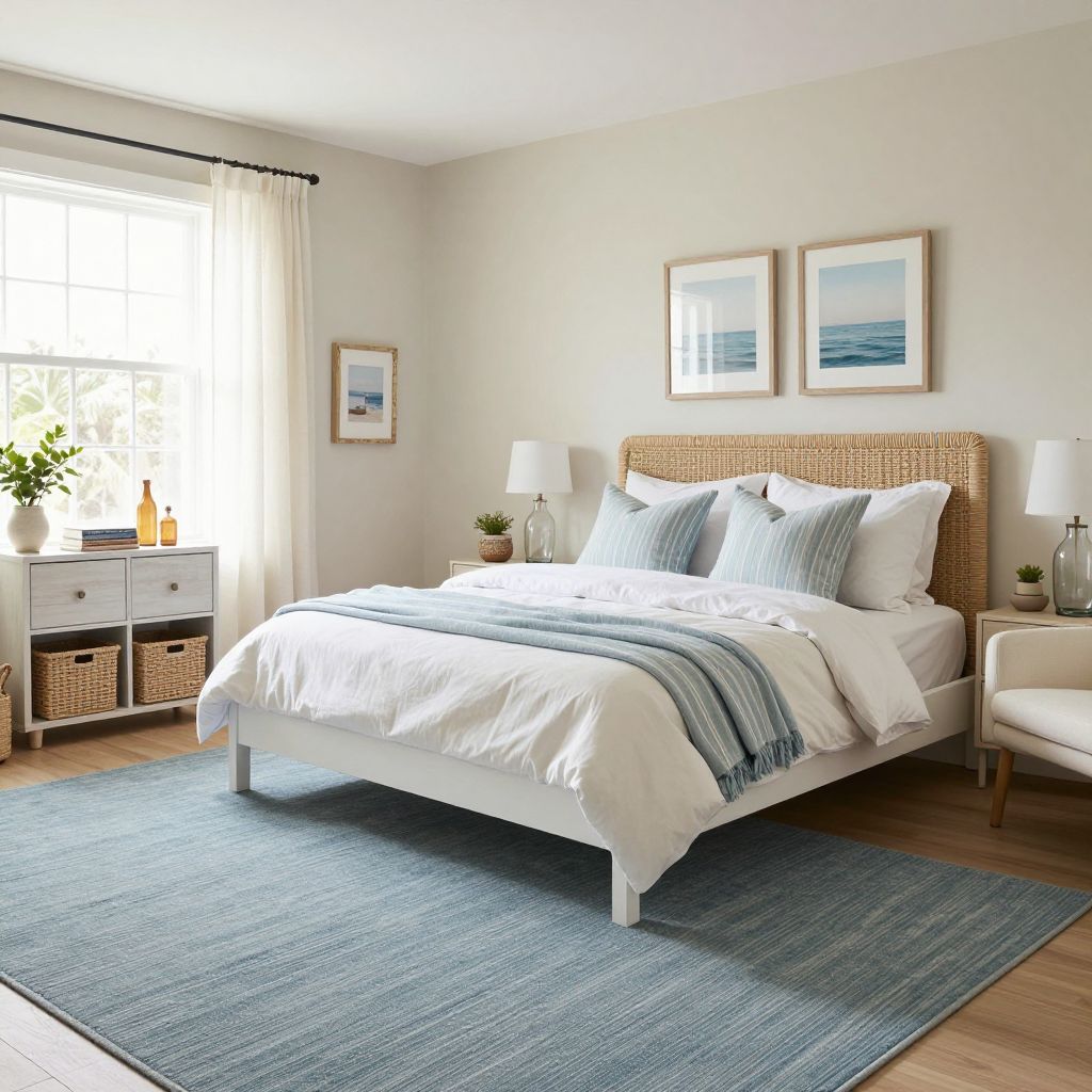 Dusty blue carpet for a calm coastal room
