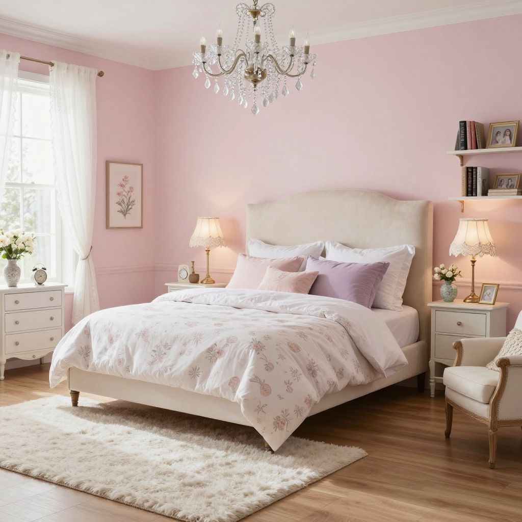 Soft Romantic Pastels bedroom chandelier idea
