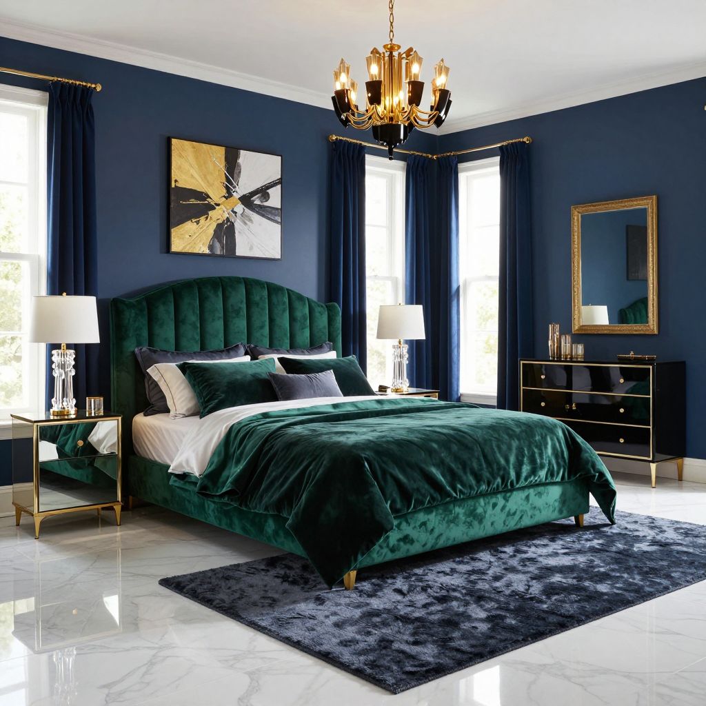 Glam Hollywood Regency bedroom chandelier idea
