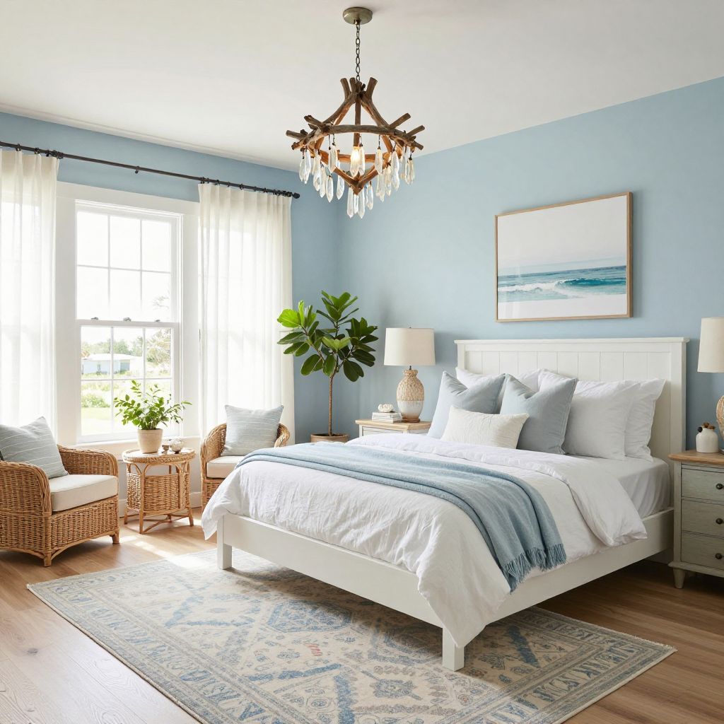 Coastal Light and Airy bedroom chandelier idea