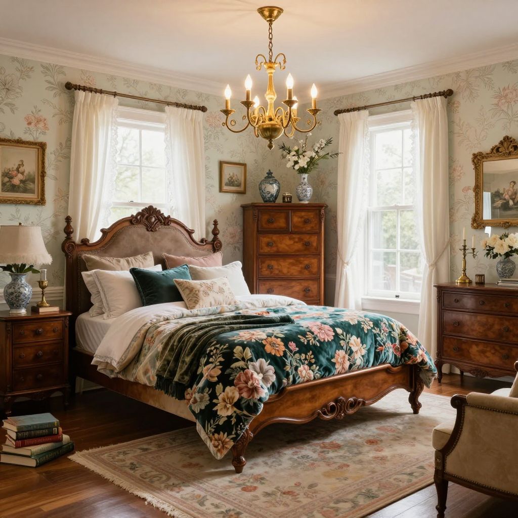 Vintage Glam Statement bedroom chandelier idea