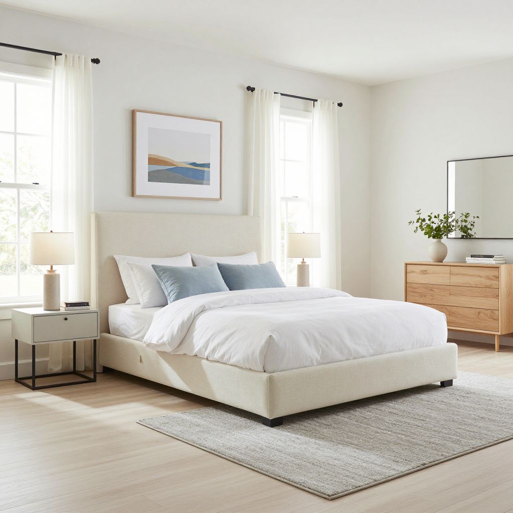 Soft white bedroom curtains