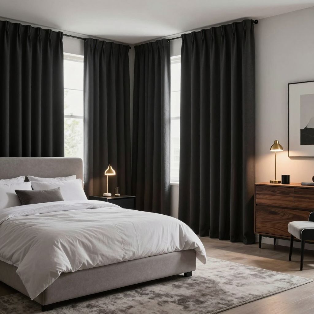 Bold dark bedroom curtains