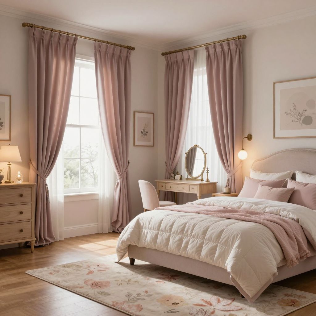 Romantic pastel bedroom curtains