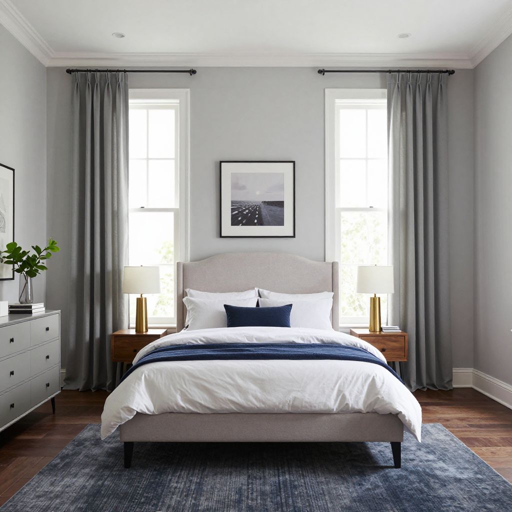 Tailored pleated bedroom curtains
