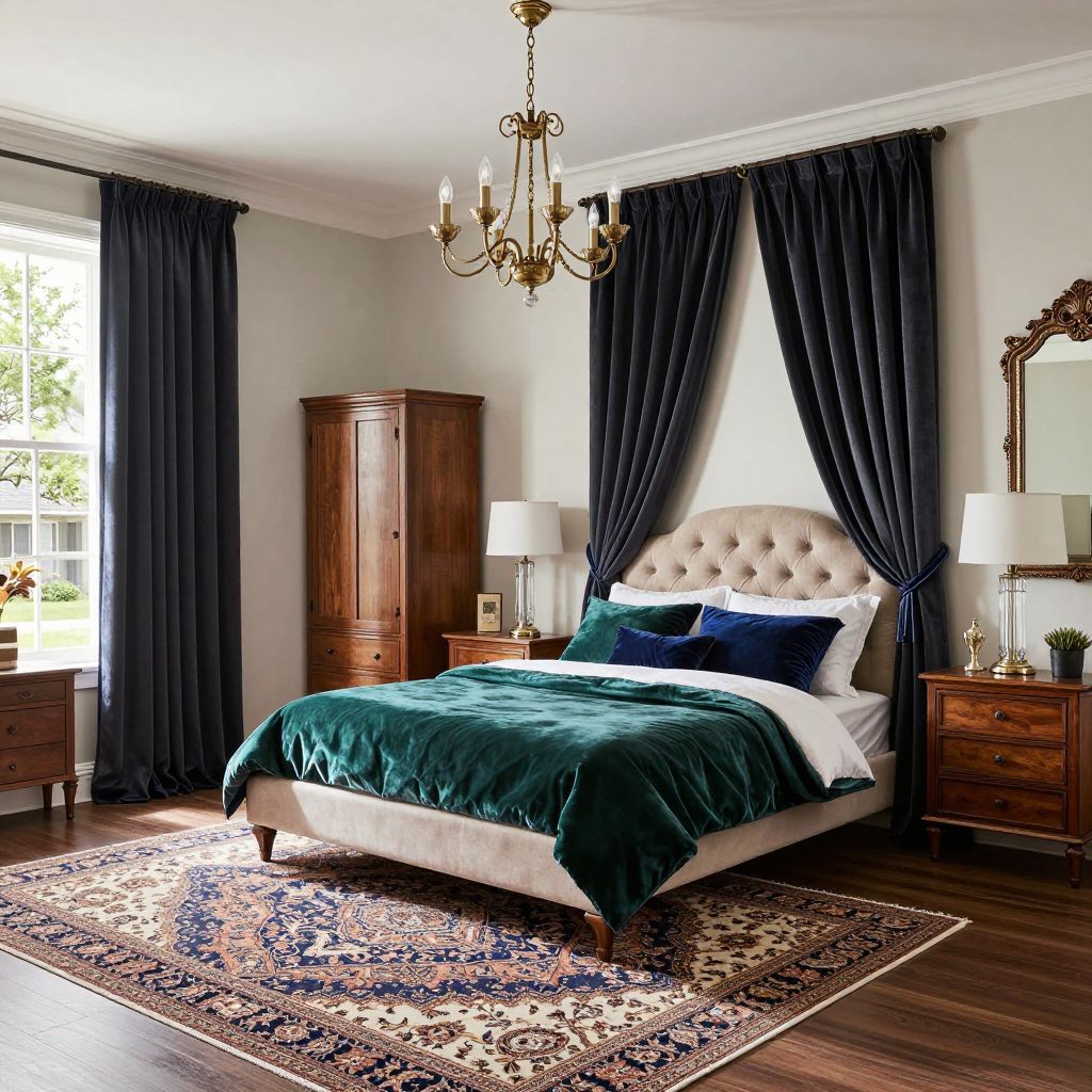 Floor length velvet bedroom curtains