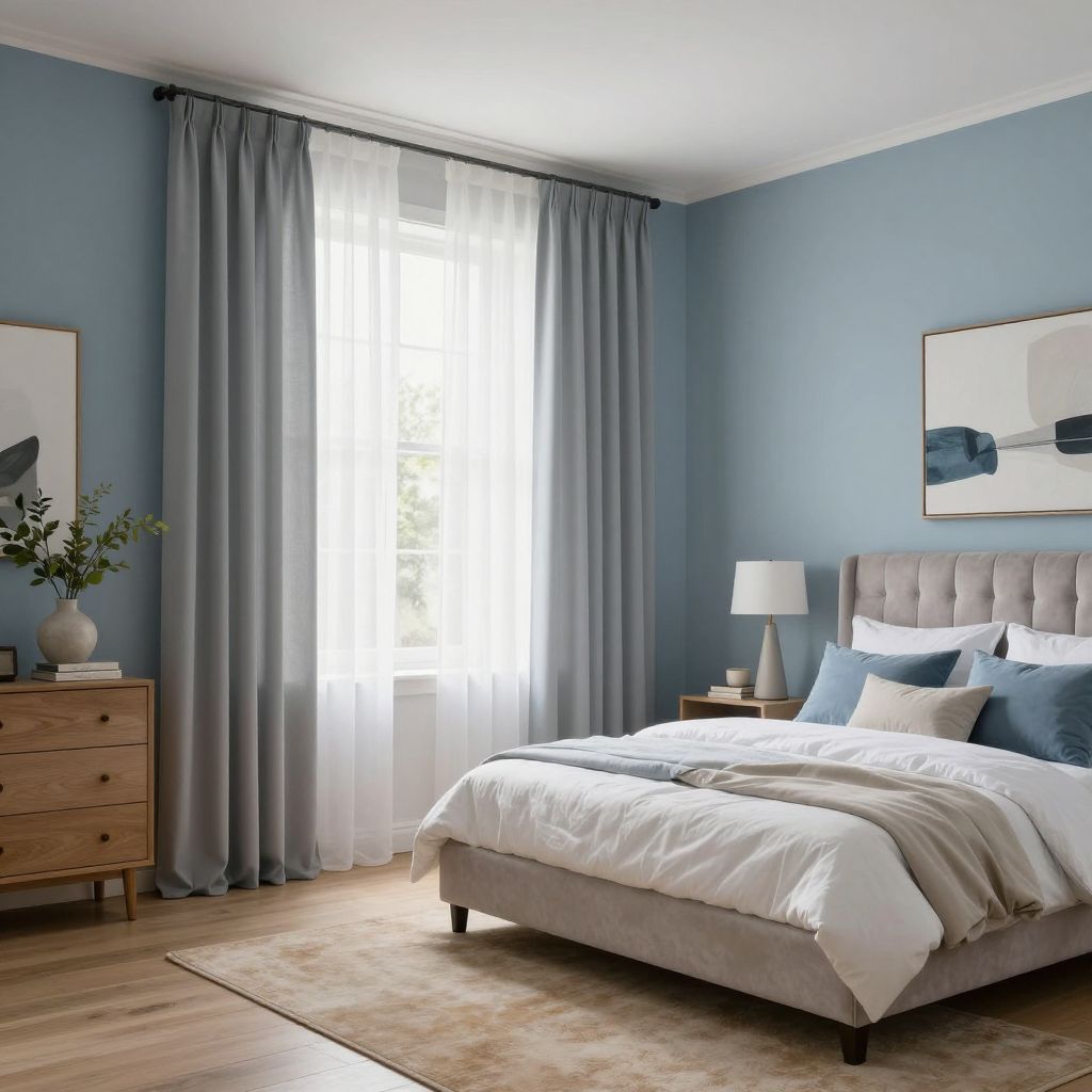 Sheer curtains with layered bedroom drapes