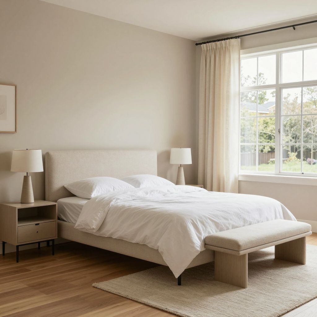 Soft linen curtains for a calm modern bedroom