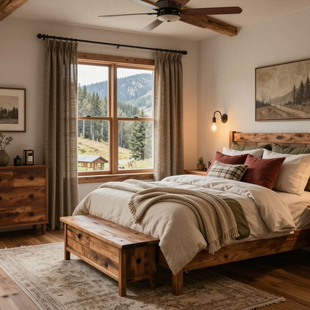 Woven curtains for a rustic bedroom retreat