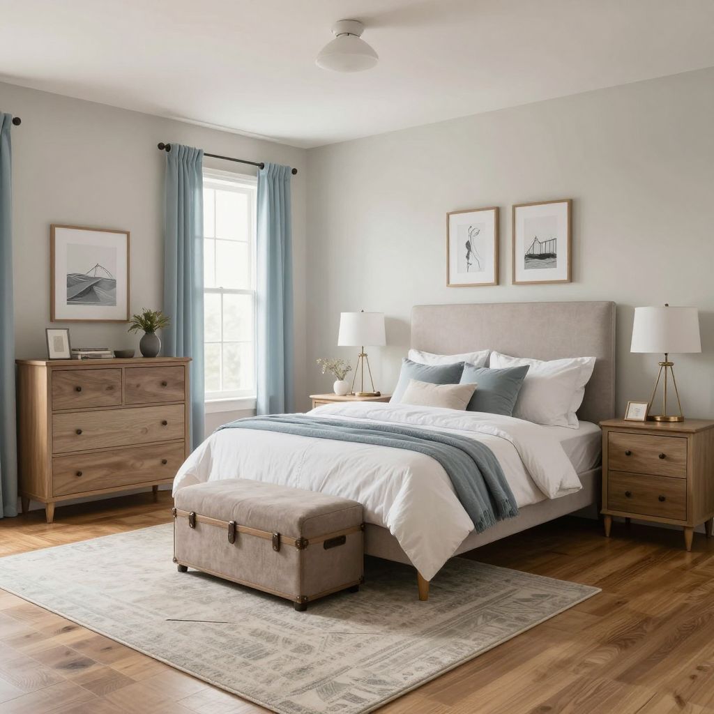 Relaxed cotton curtains for a family home bedroom