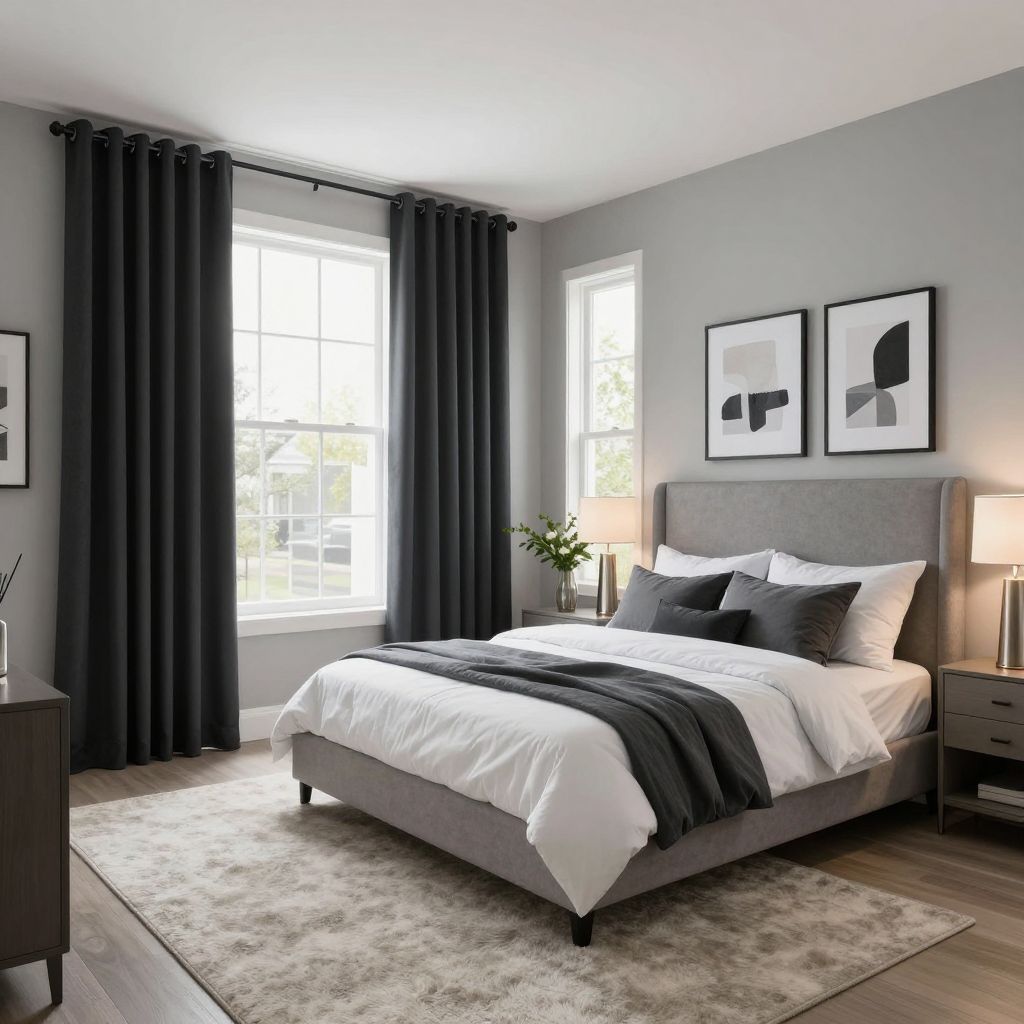 Full length blackout curtains for a practical primary suite