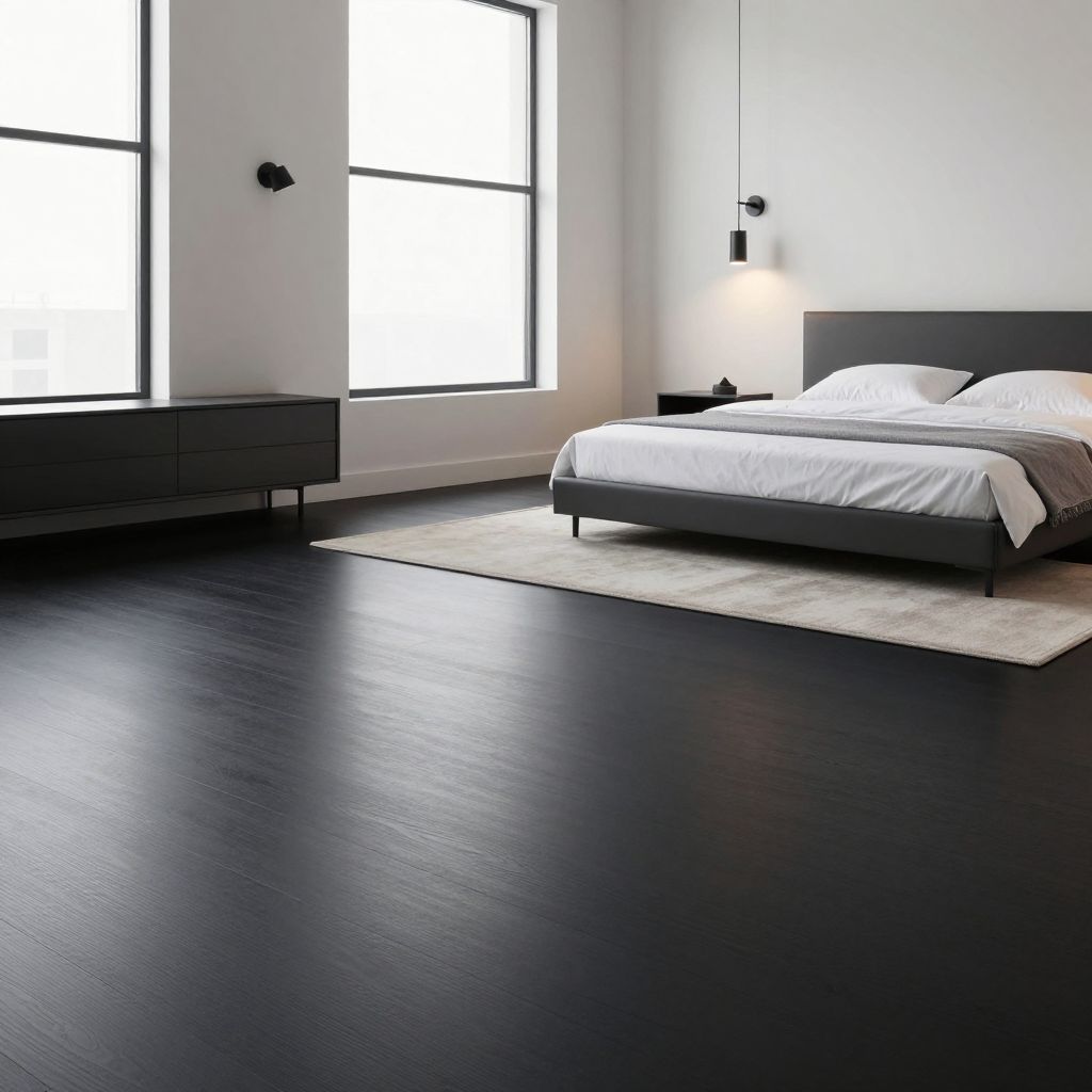 Matte Black Floors for a Dramatic Modern Space