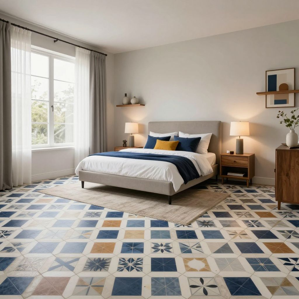 Patterned Tile for a Bold, Unexpected Bedroom