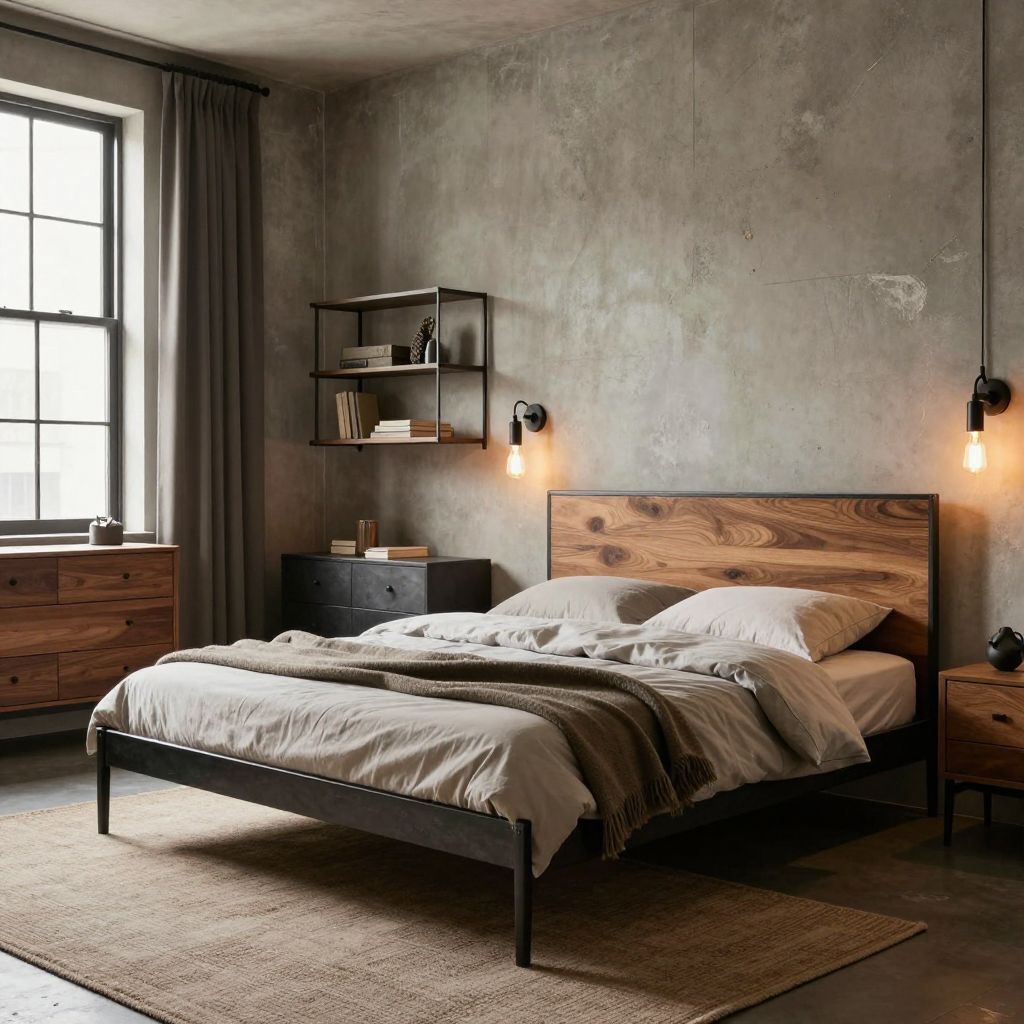 Industrial Edge With Warmth bedroom ideas for couples