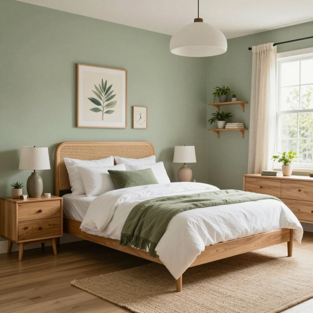 Nature inspired room with calm greens