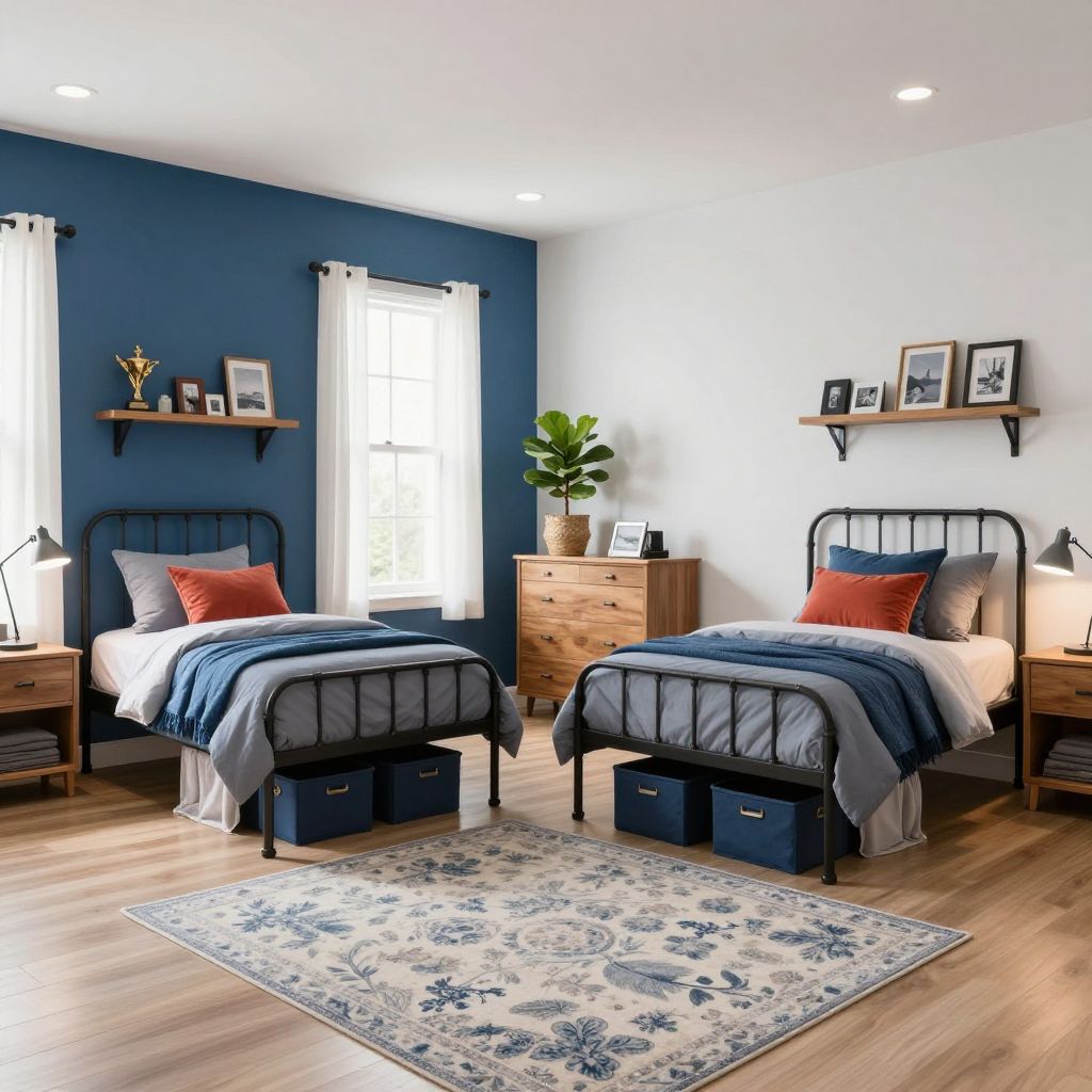 Shared teen room with split zones