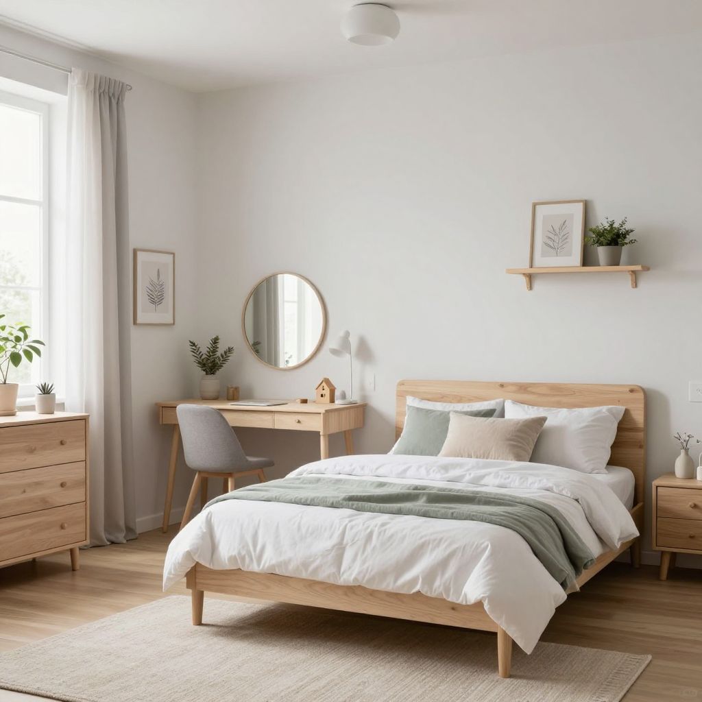 Soft Scandinavian room with pale wood