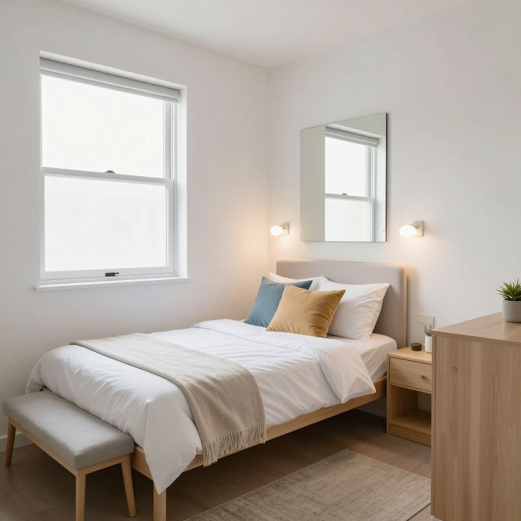 Bright mirrored light for a small guest room