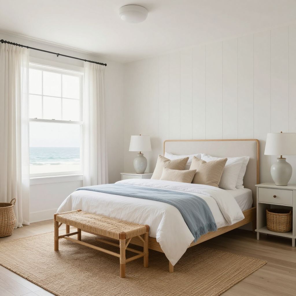 Soft glow lighting for a coastal bedroom