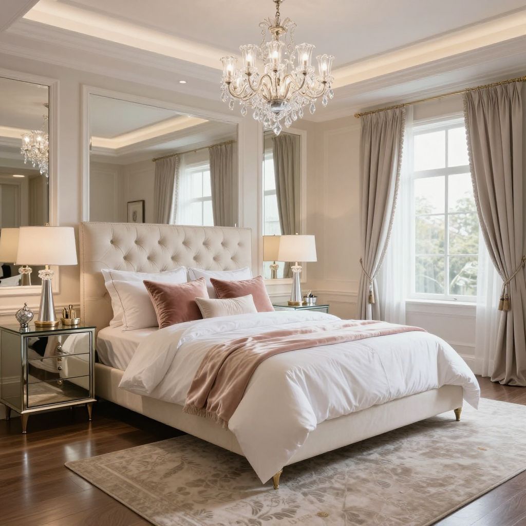 Glam lighting with mirrored accents