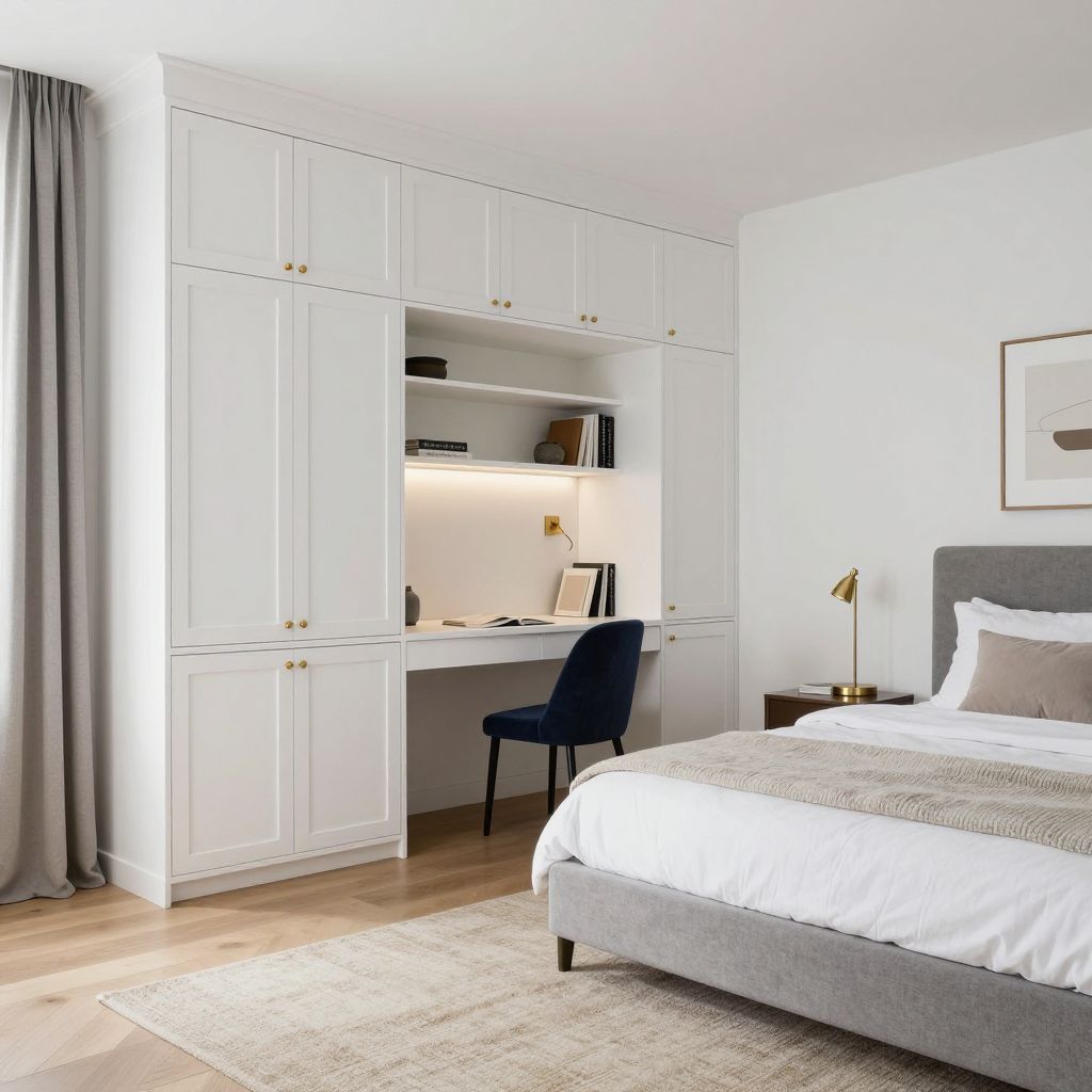 Bedroom office ideas - Built in cabinet combo