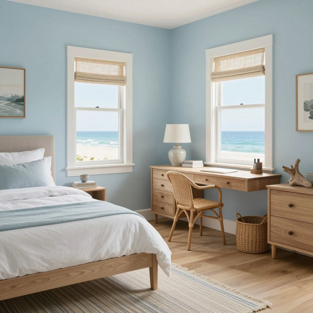 Bedroom office ideas - Coastal work zone