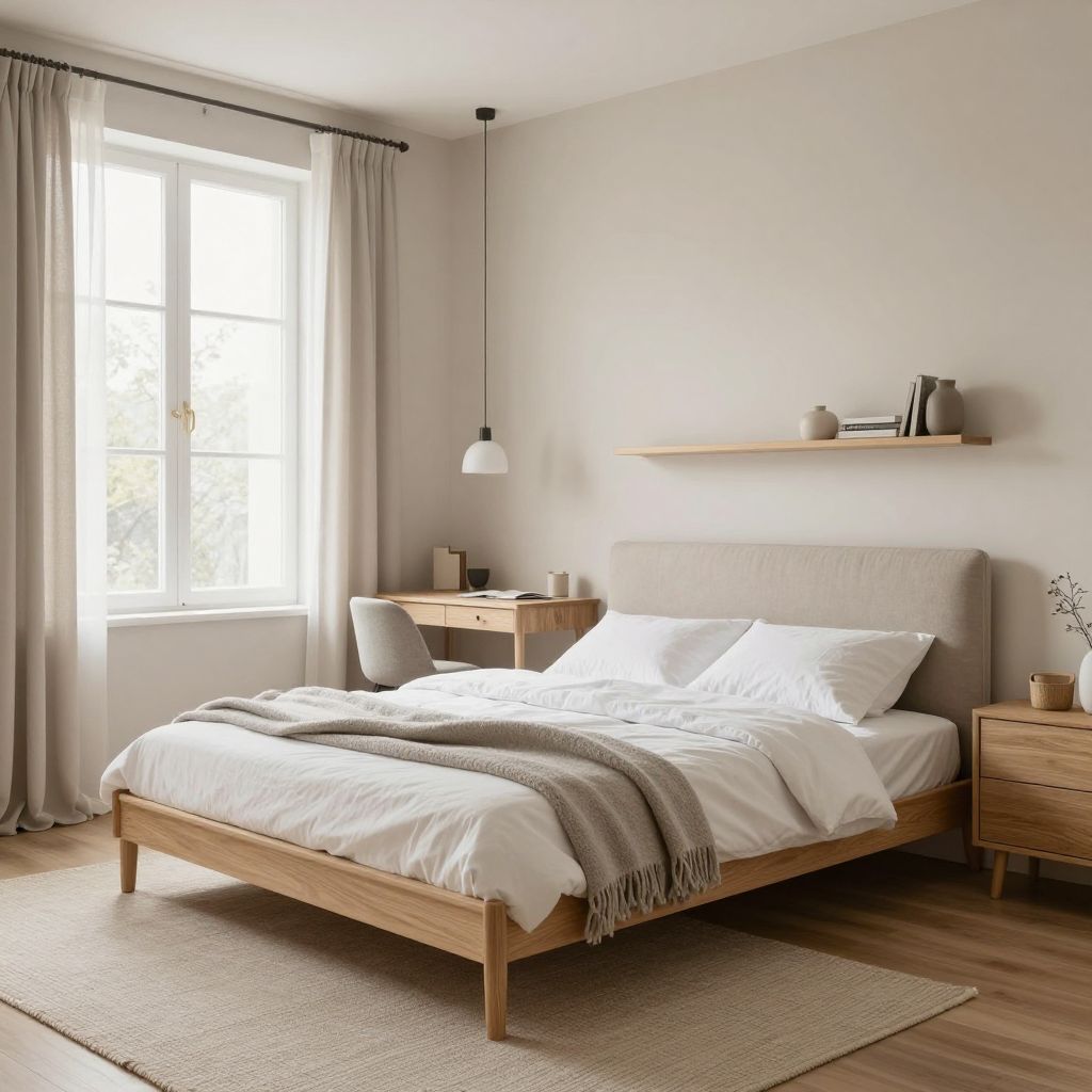Bedroom office ideas - Soft Scandinavian look