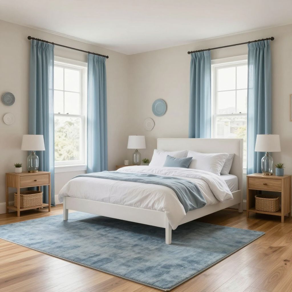 Soft blue rug for a calm retreat
