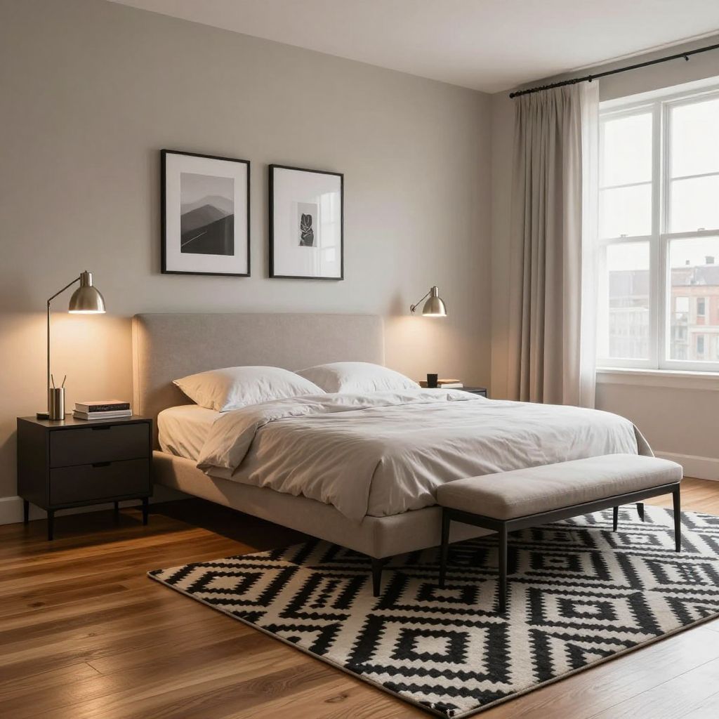 Geometric rug with modern furniture