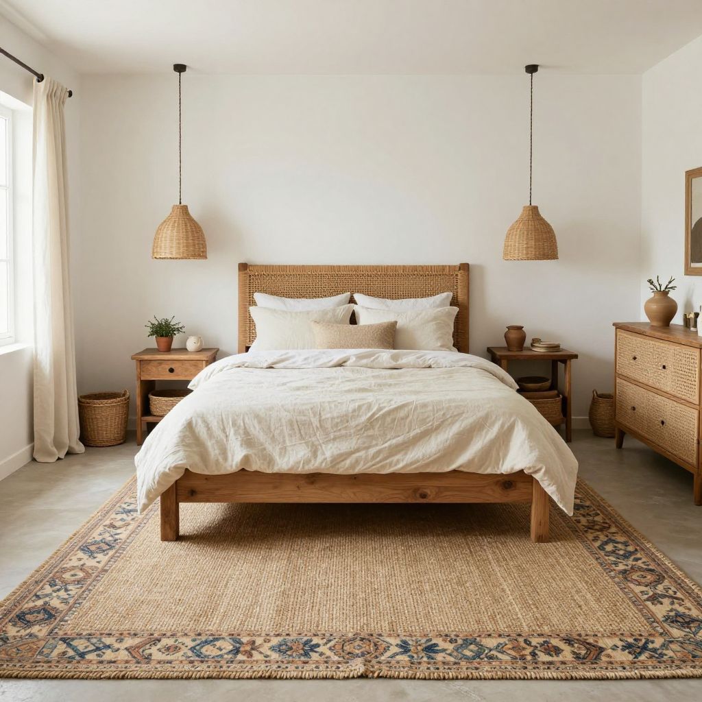 Layered rug look with natural textures