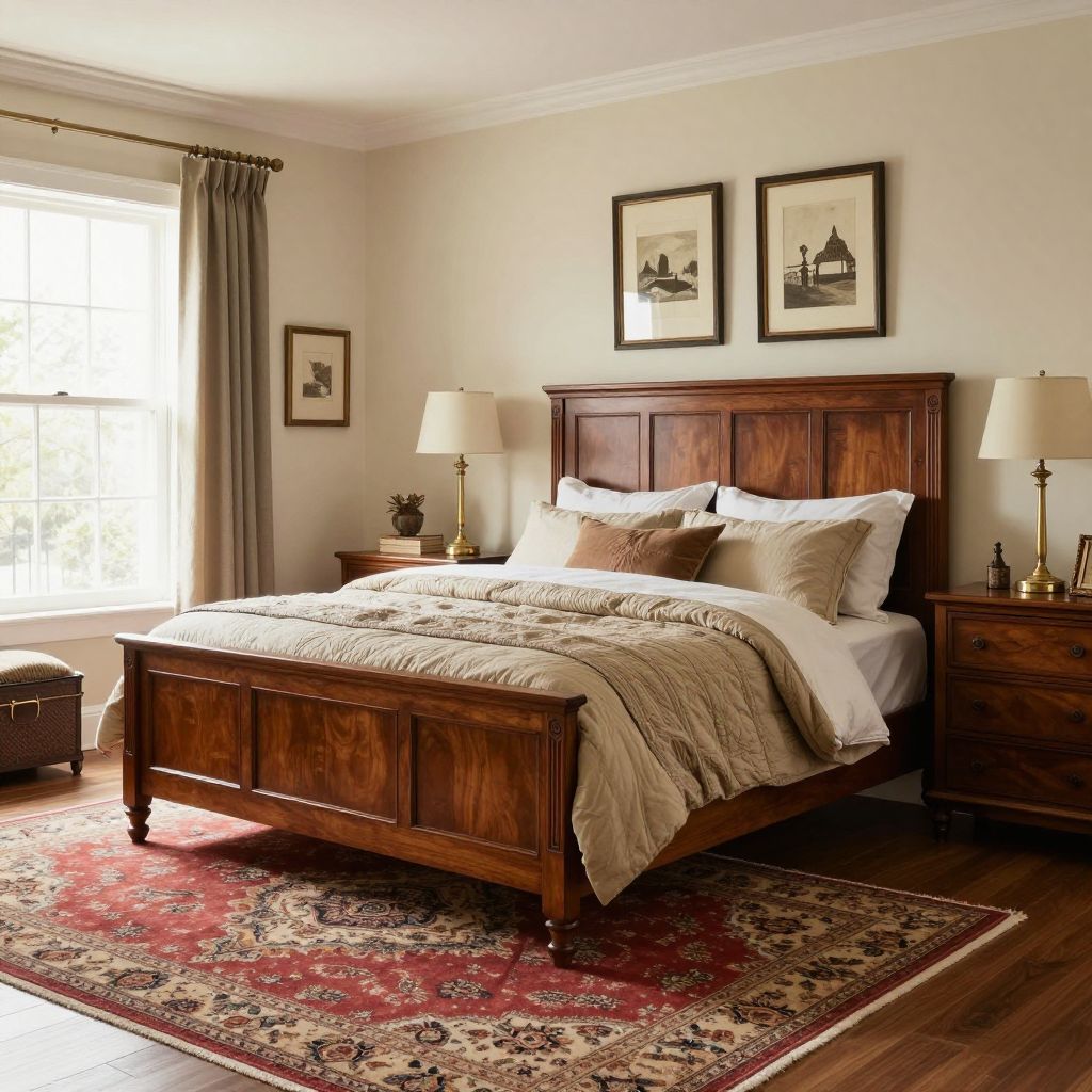 Vintage style rug with classic wood furniture