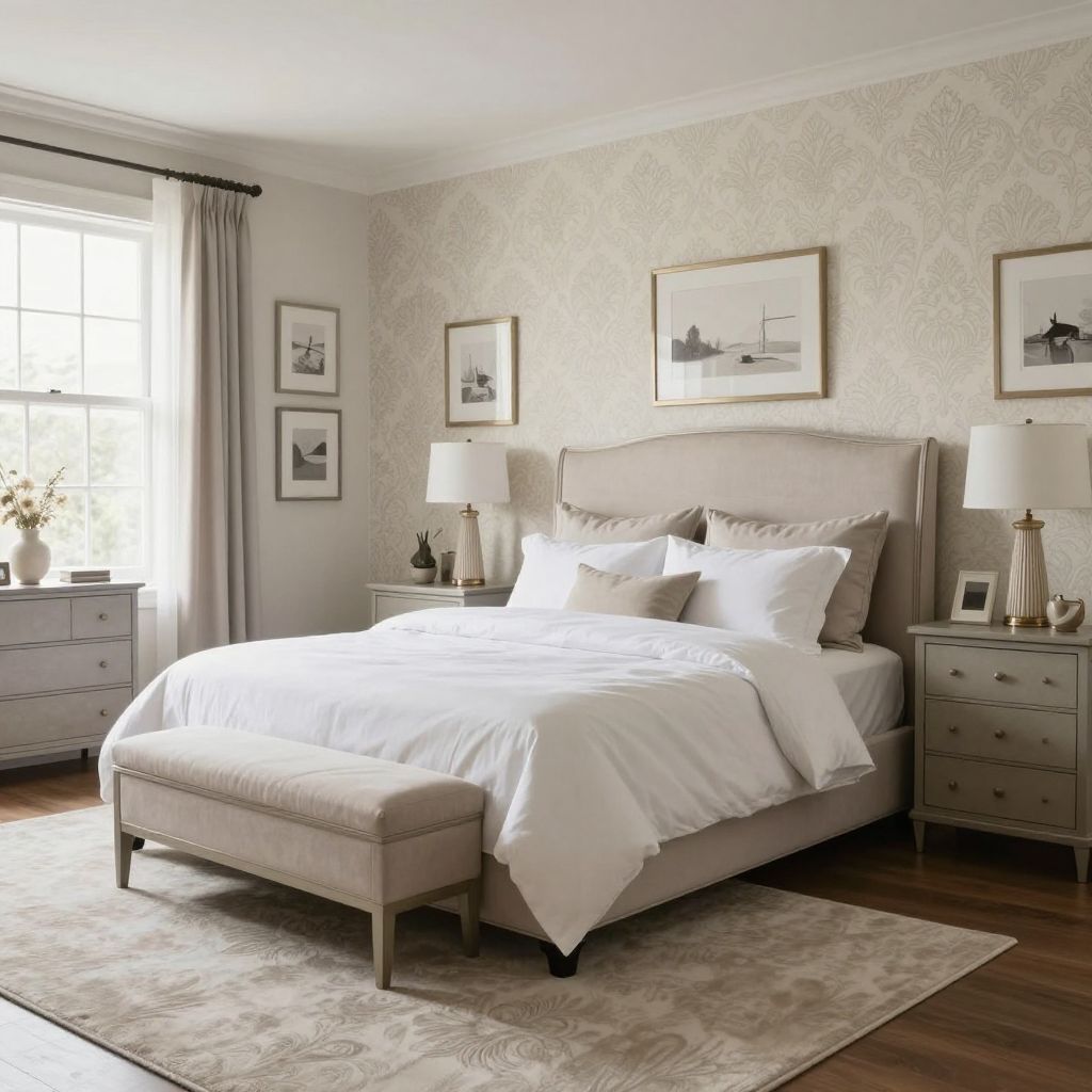 Neutral Damask Wallpaper For Soft Elegance