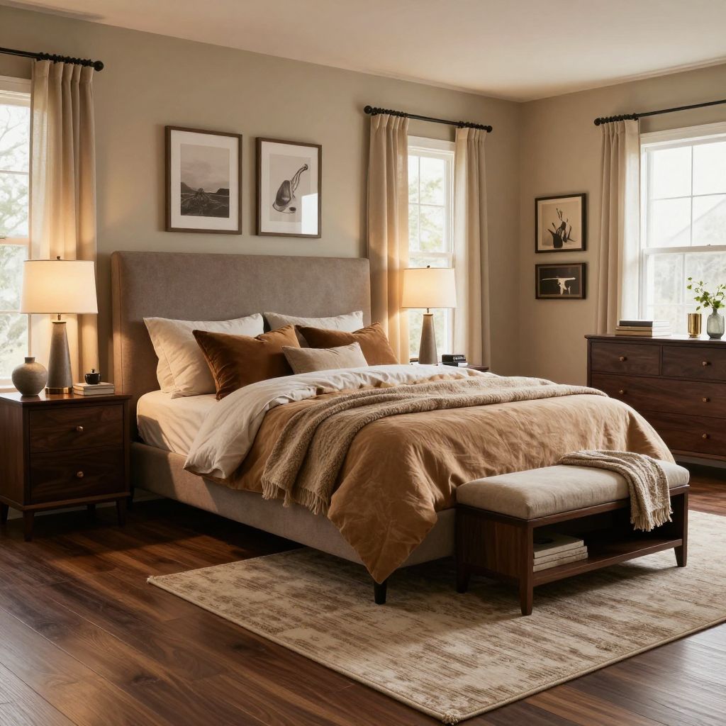 Beige bedroom ideas with moody warmth