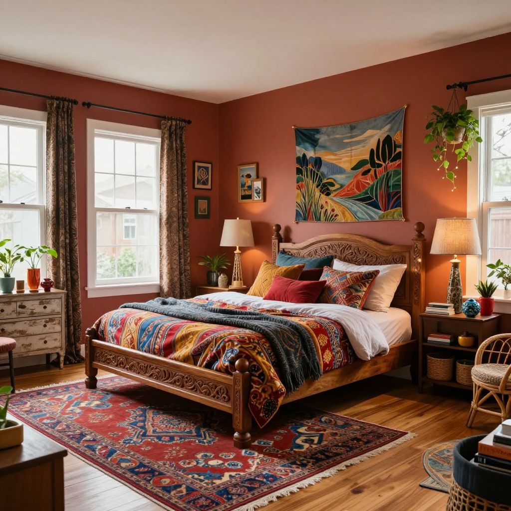 Bohemian Eclectic Fun Bloxburg bedroom ideas