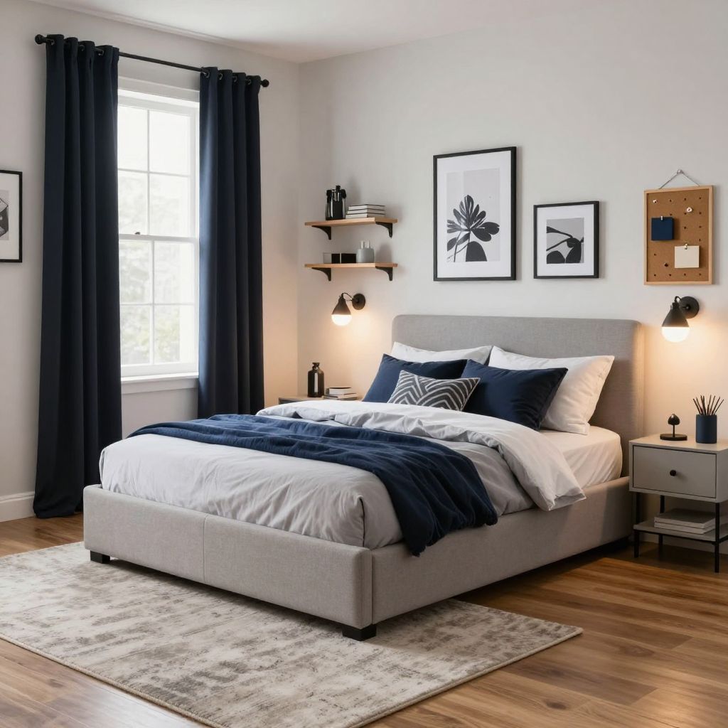 Boys bedroom ideas for small rooms - low profile bed with built in storage