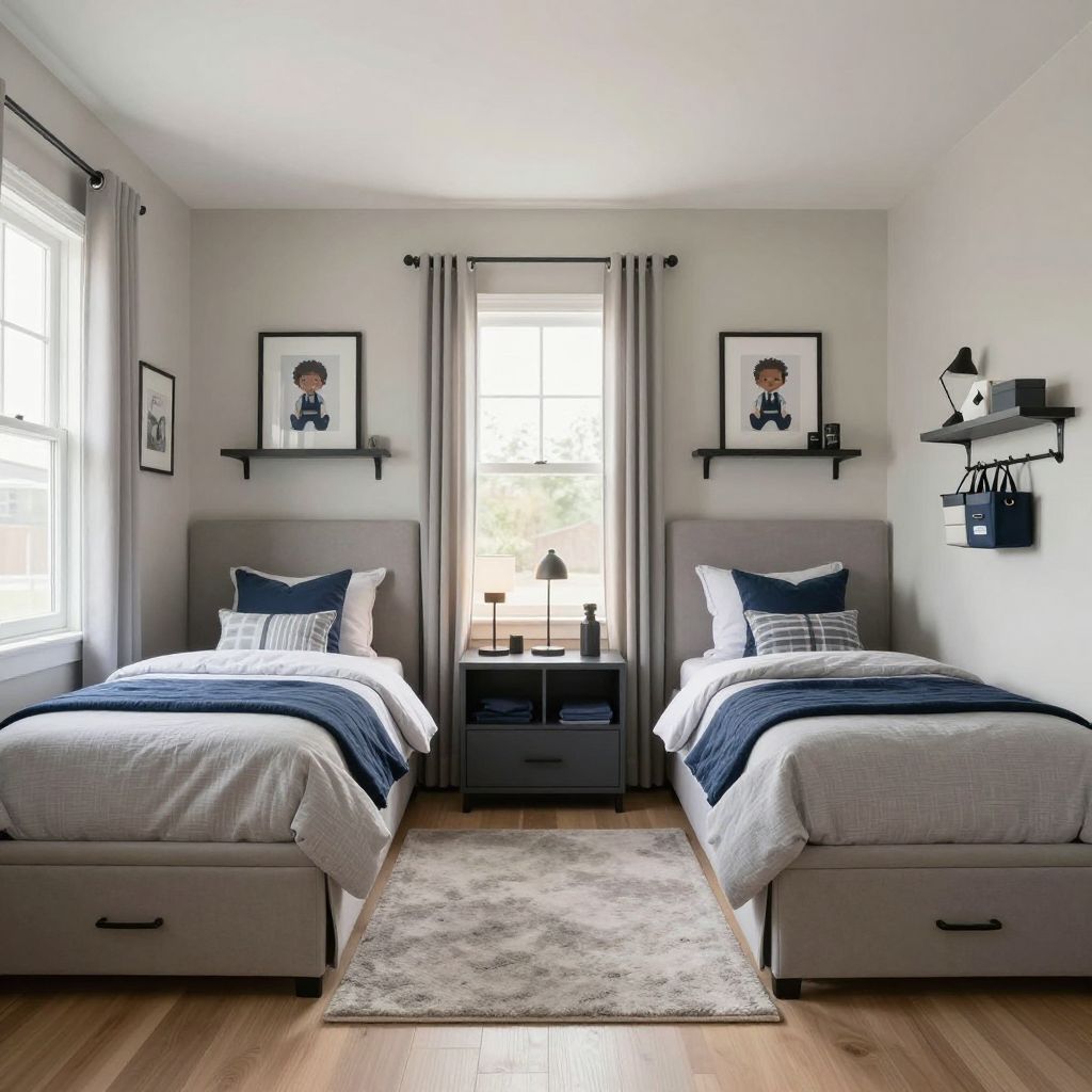 Boys bedroom ideas for small rooms - shared room with matching zones