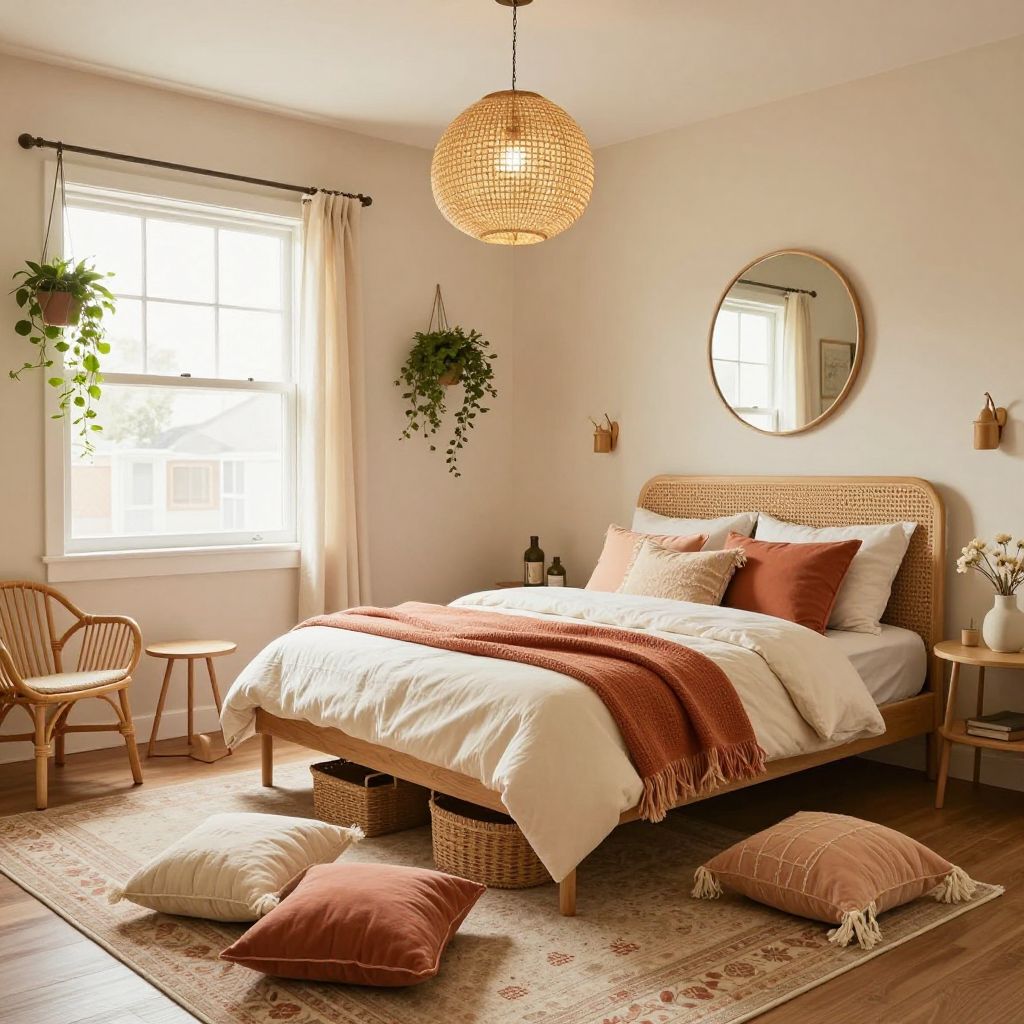 Boho layers with rattan touches