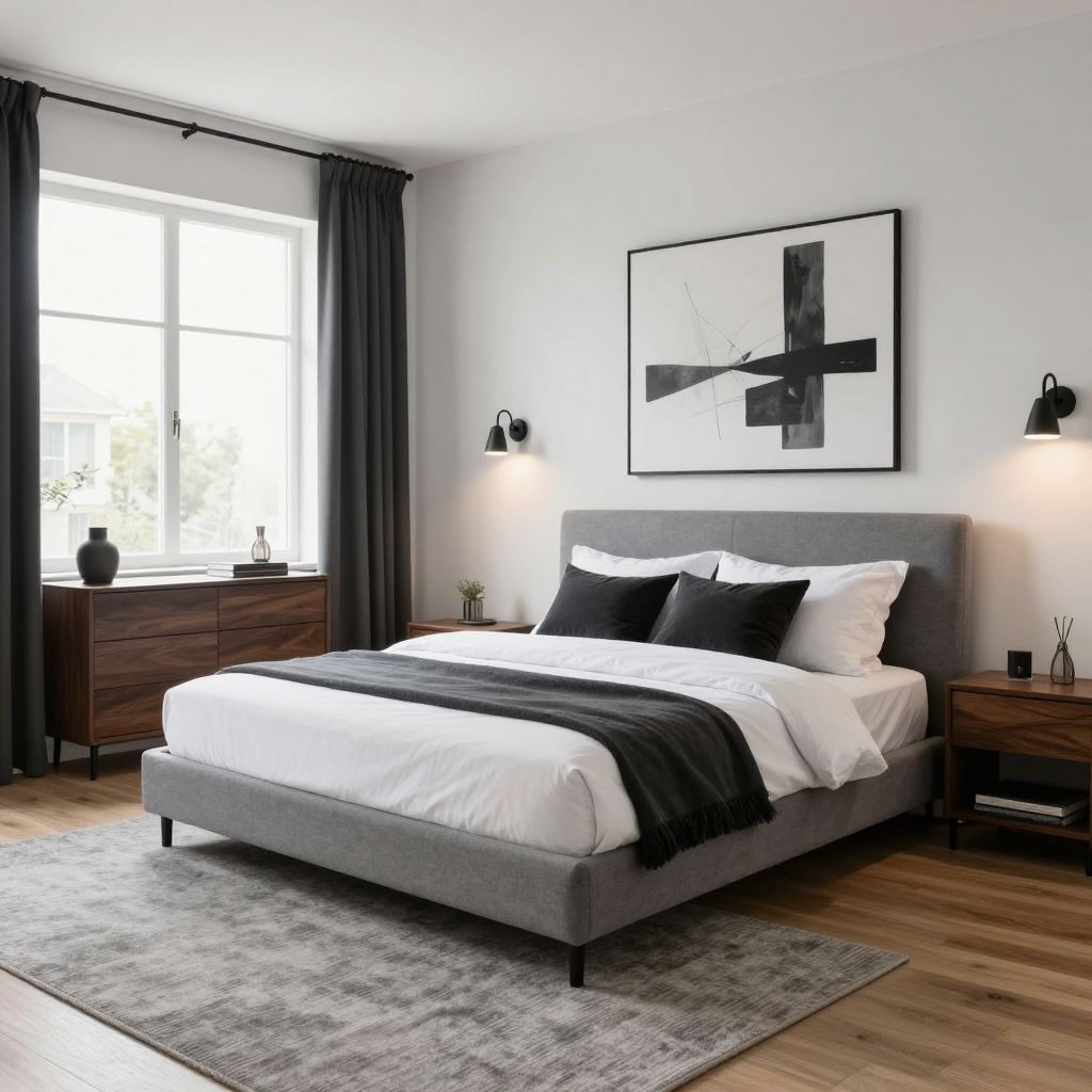 Clean Modern Grey Bedroom