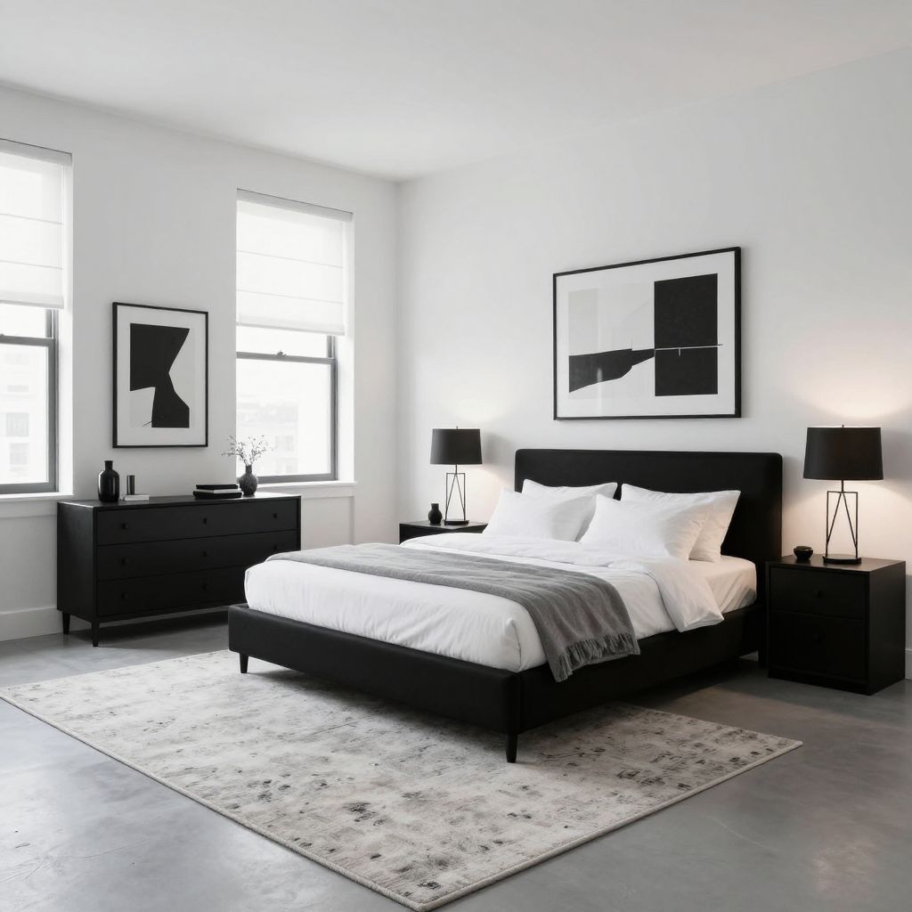 Modern Black and White Bedroom