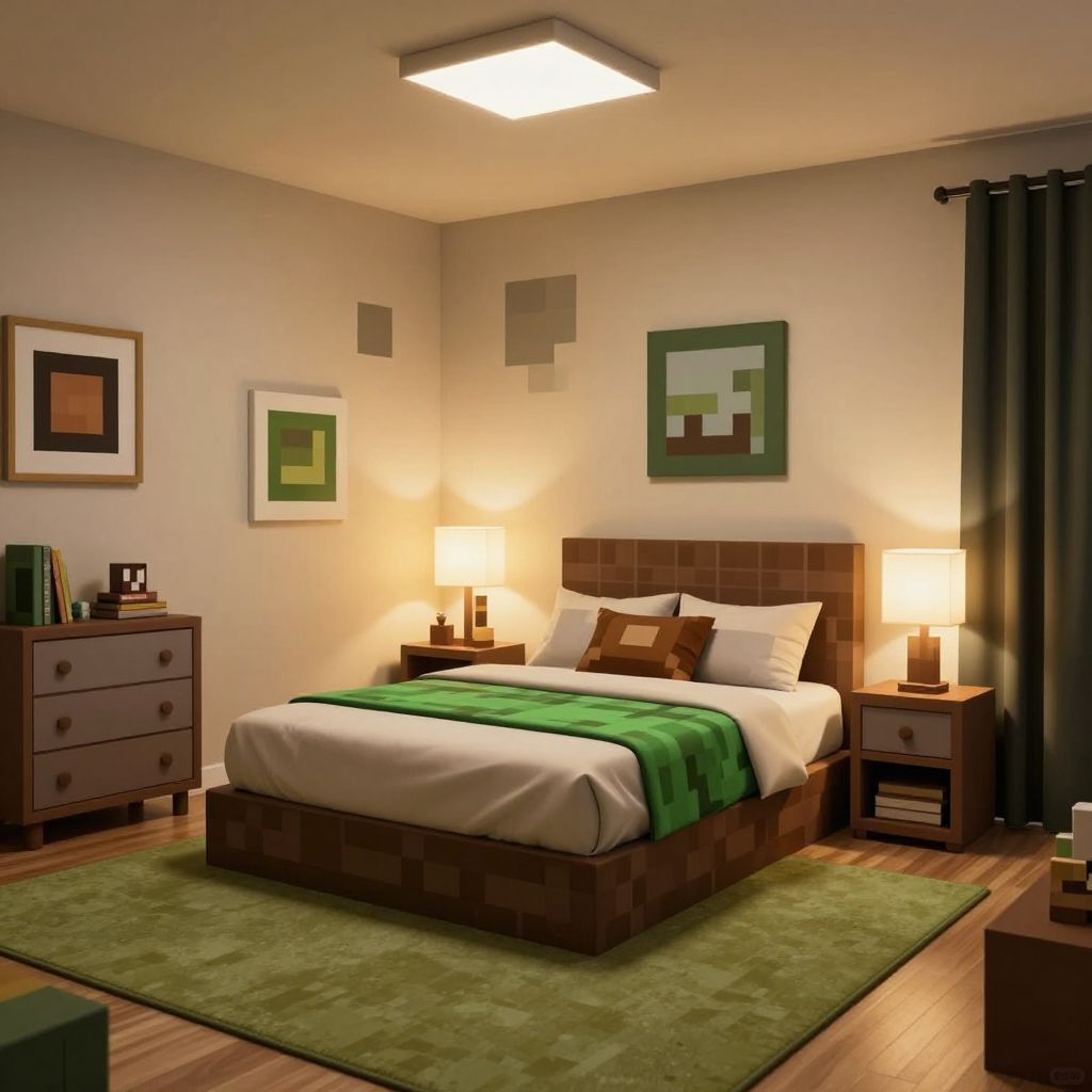 minecraft bedroom ideas classic pixel block bedroom
