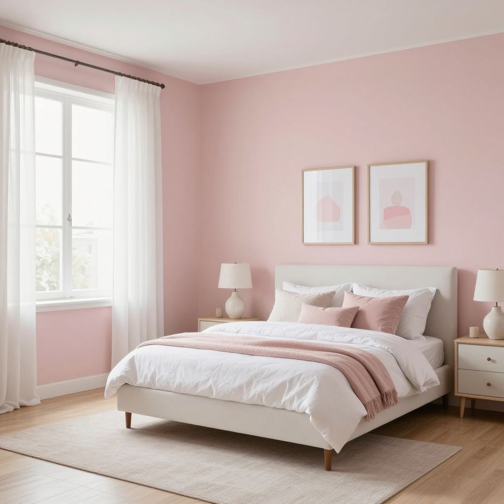 Soft blush and white pink bedroom idea