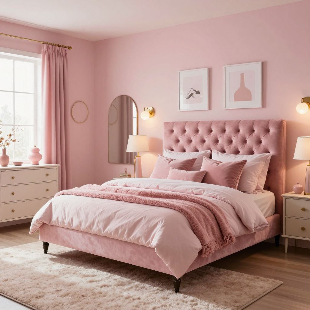 All pink layered with texture bedroom