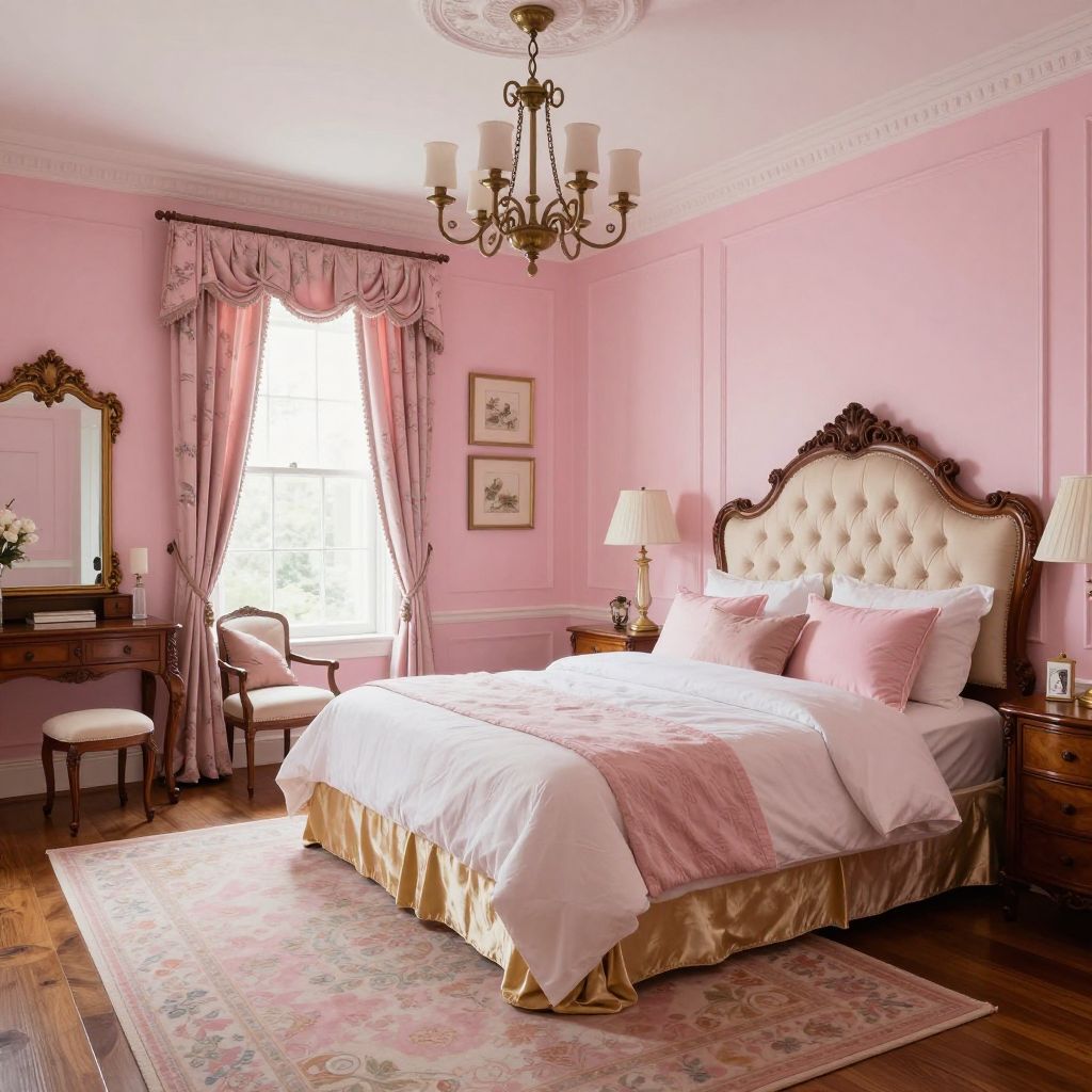 Classic pink bedroom with traditional details