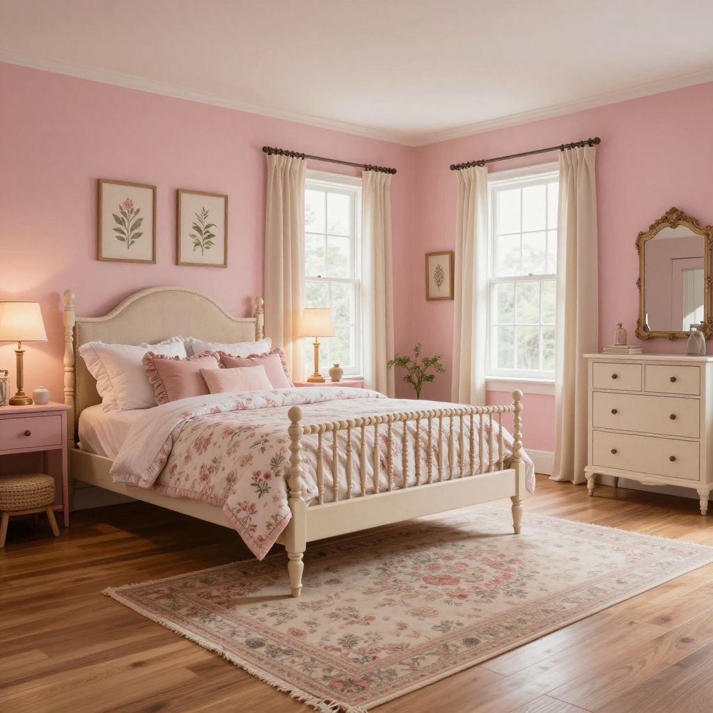 Cottage pink floral charm bedroom
